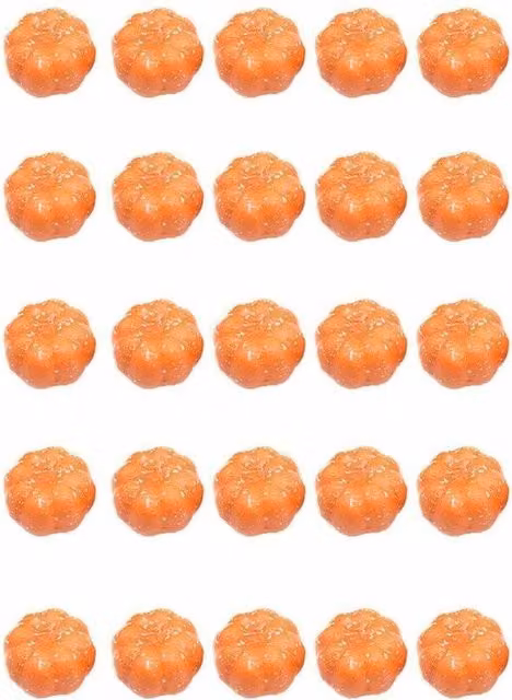 SPETLEK 25-Piece Set of Mini Orange Fake Pumpkin Decorations for Halloween Tabletop Displays