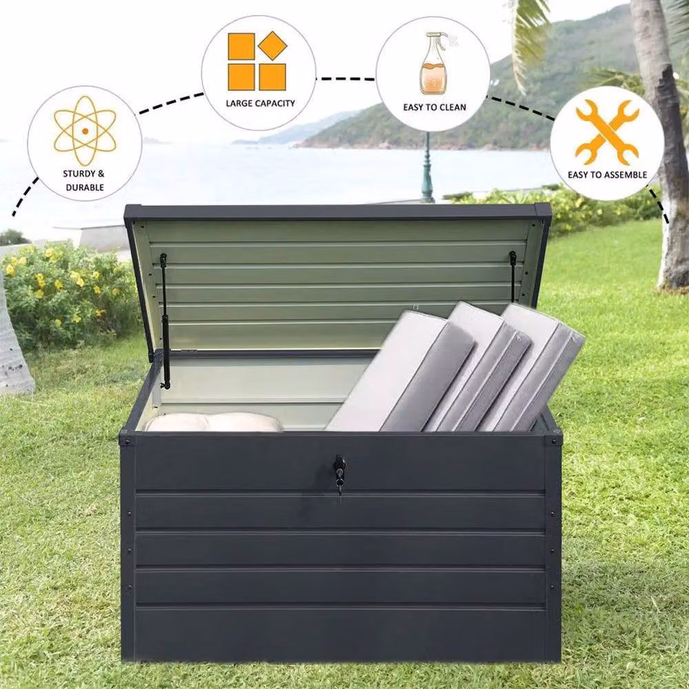 Hinsinc Lockable Metal Outdoor Storage Box in Grey, W/D/H: 120 x 61 x 63 cm – 2