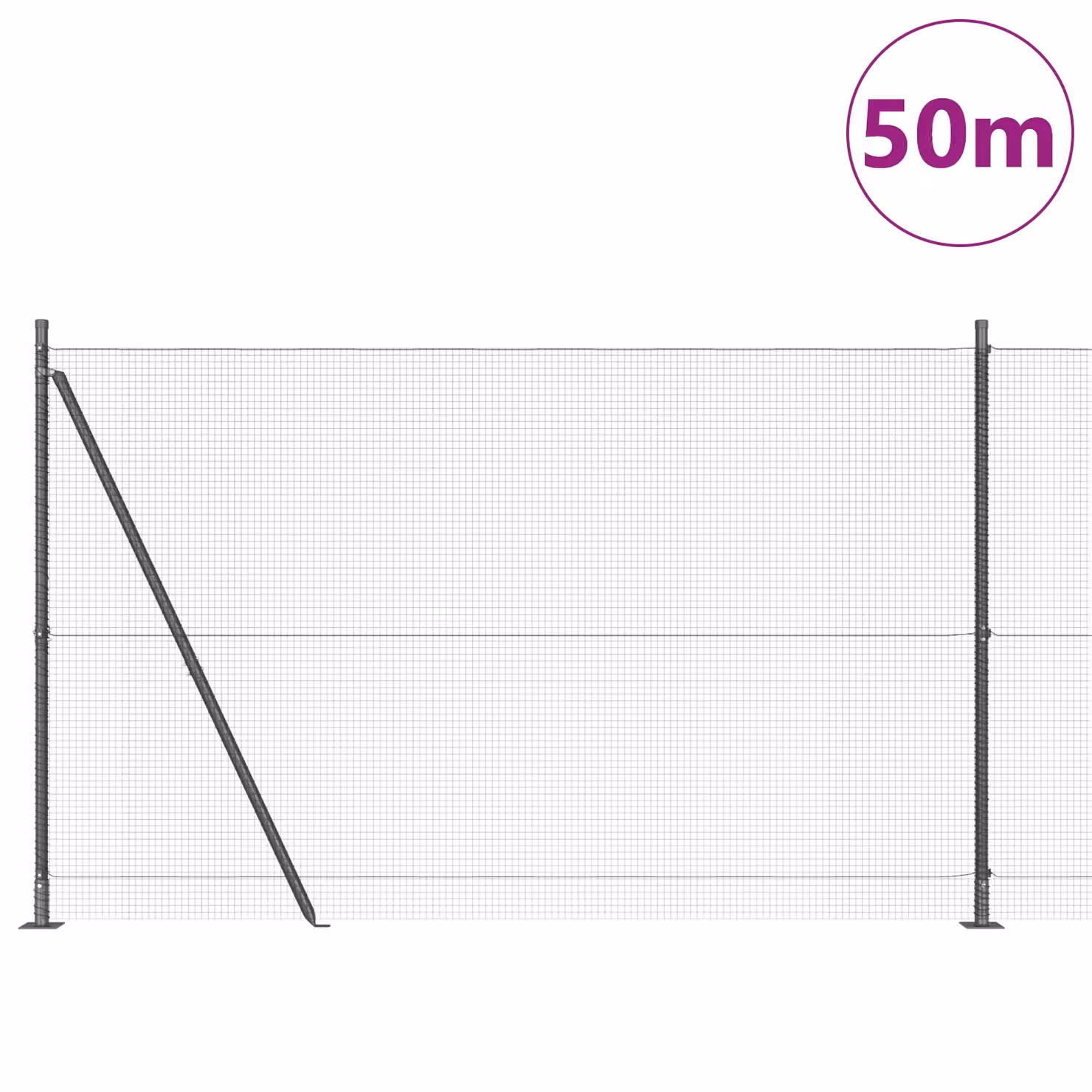 Berkfield Home Grey Steel Welded Wire Fence with 13 Flanged Posts – 2