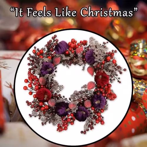 VFM e-Store Christmas Wreath Decoration in Multicolour, Red and Purple, W: 41 cm, H: 38 cm – 6