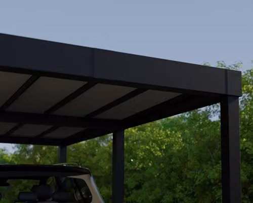 Palram Oslo Modern Double Carport with Black Structure and Grey Polycarbonate Panels – 3