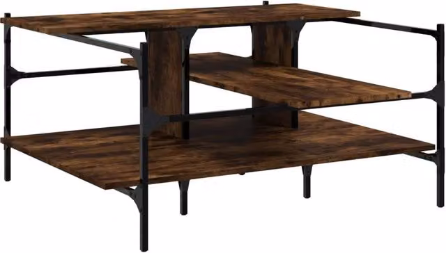Berkfield Home Smoked Oak Coffee Table in Brown, W: 100 cm, D: 100 cm, H: 48.5 cm