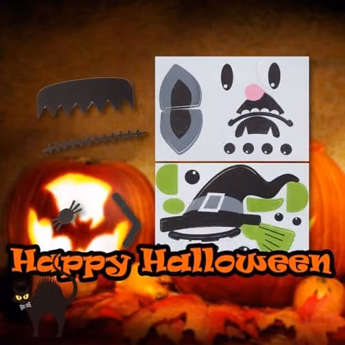 VFM e-Store Pumpkin Decoration Kit with 4 Faces for Halloween Parties, Multicolour – 7