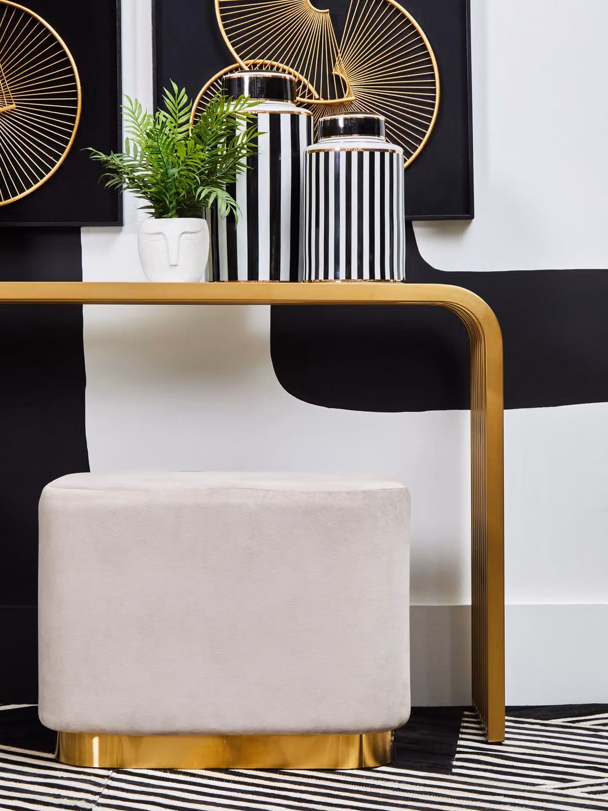 Orsina Dusty Pink Velvet Square Stool with Gold Metal Base, W/D/H: 60 x 60 x 46 cm – 1