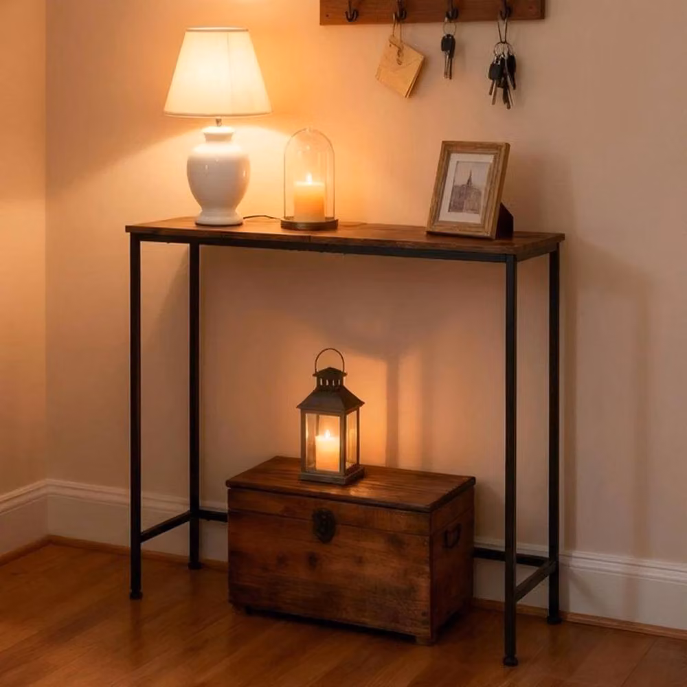Kelvenix Industrial Console Table in Brown and Black, W/D/H: 100 x 100 x 100 cm – 3