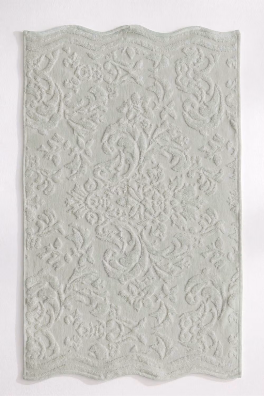 Allure Bath Fashions Gracie Floral Jacquard Scalloped Bath Sheet in Green, 100% Cotton – 2