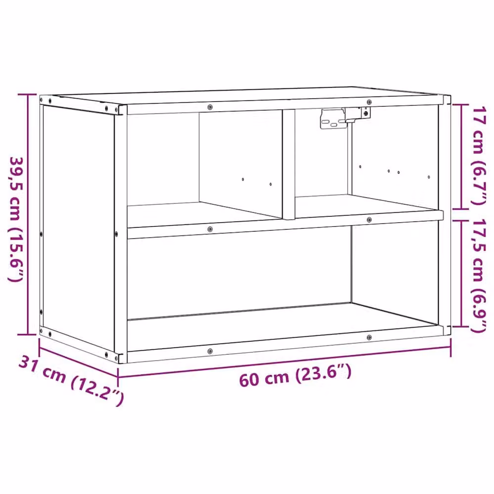 Berkfield Home Grey Sonoma TV Cabinet in Engineered Wood and Metal, W: 60 cm, D: 31 cm, H: 39.5 cm – 5