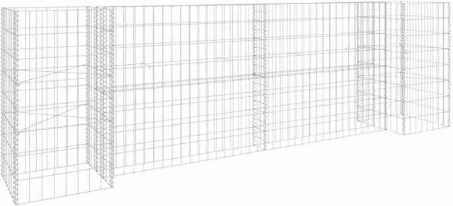 Berkfield Home H-Shaped Steel Wire Gabion Planter in Silver, W/D/H: 260 x 40 x 80 cm