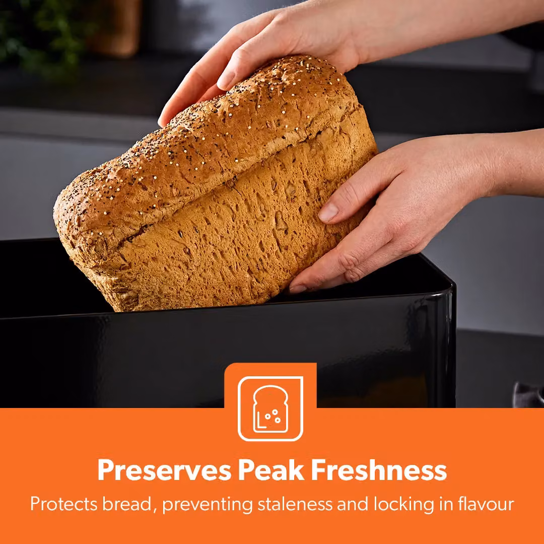 Geepas Retrovive 13L Carbon Steel Bread Bin with Removable Lid, Black – 3