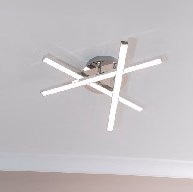 ValueLights Infinity 3 Arm Integrated LED Ceiling and Wall Light in Chrome Silver, IP44 Rated