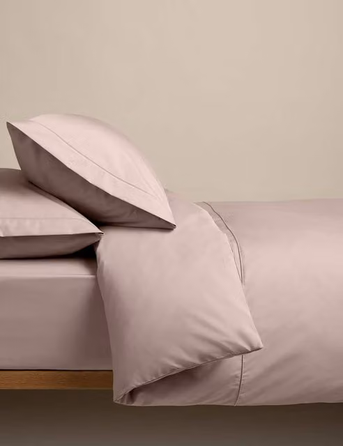 M&S Egyptian Cotton 230 Thread Count Duvet Cover Set, Pink, 90 x 190 cm