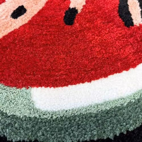 Mooky Mats Watermelon Slice Semi Circle Non Slip Bath Mat, Red and Multicolour, W: 80 cm, D: 50 cm – 3