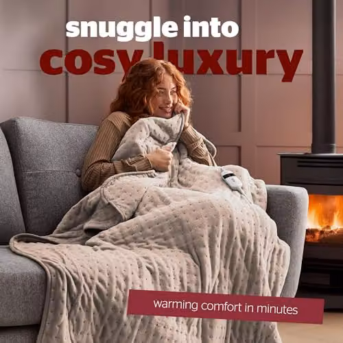 Silentnight Comfort Control Heated Throw Blanket, Luxury Fleece Electric Overblanket in Sand, W/D/H: 120 x 160 cm – 2