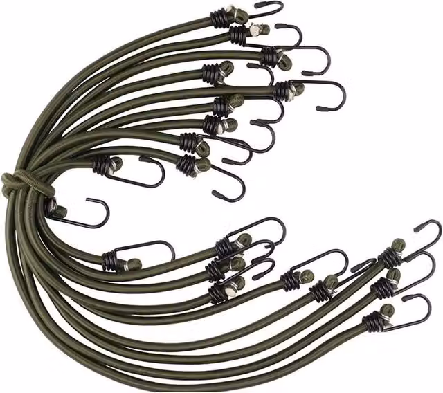 NESTLUNE 10 Pack Heavy Duty Green Bungee Cords with Steel Hooks