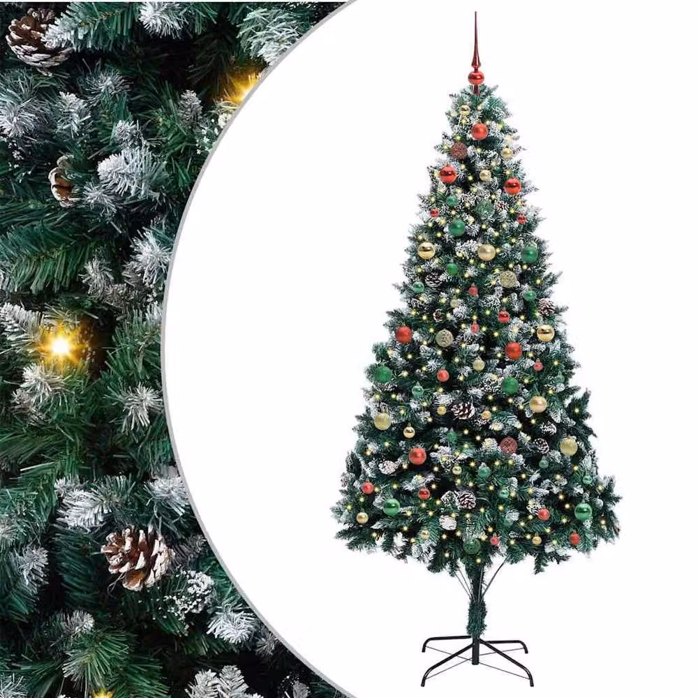 Berkfield Home Artificial Green Christmas Tree with 300 LEDs and Stand, Height: 210 cm – 2