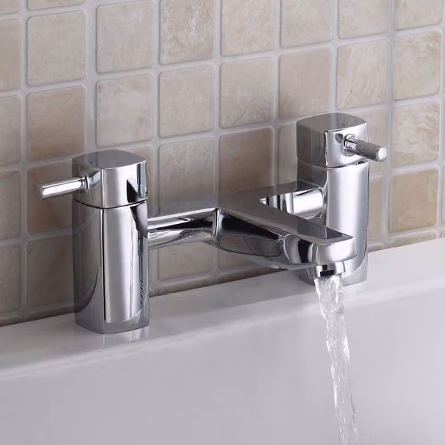 Nes Home Chrome Modern Bridge Deck Mounted Bath Filler Tap in Silver – 1