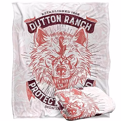 Yellowstone Protect The Land Wolf Silky Touch Super Soft Fleece Throw Blanket in White, W/D/H: 152 x 127 cm – 1