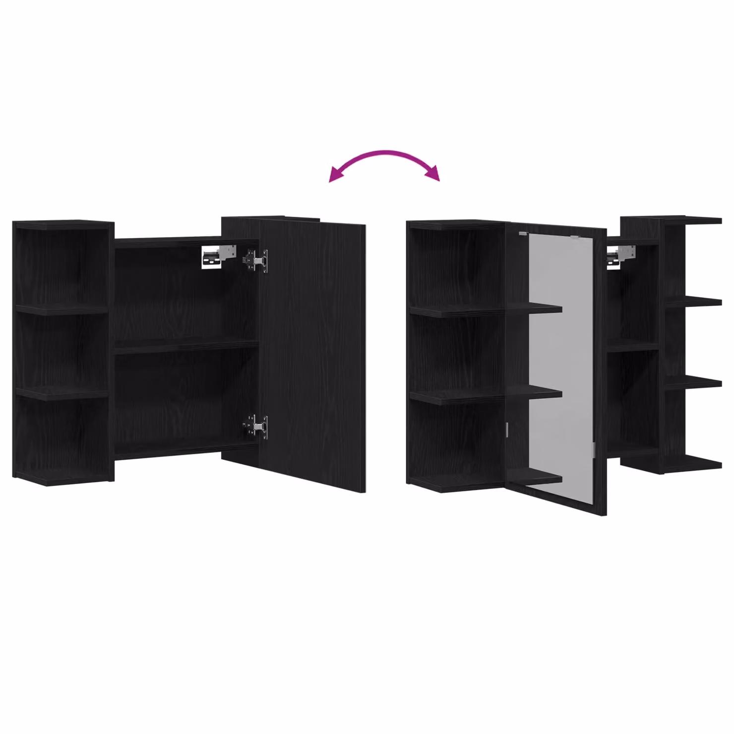 Berkfield Home Black Oak Solid Wood Compact Wall Mounted Bathroom Mirror Cabinet with Internal Shelves – 7