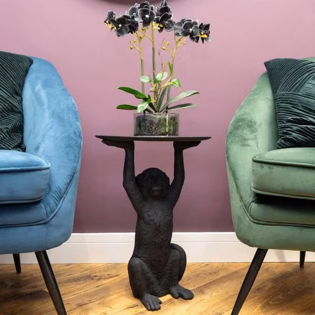 Madison & Mayfair Art Deco Monkey Side Table in Black