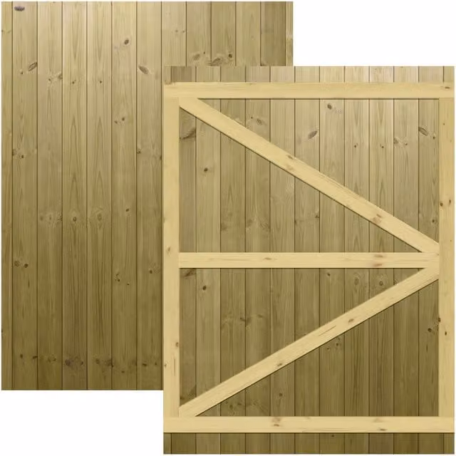 Premier Garden Supplies Interlocked Tongue Groove Pathway Fully Framed Flat Top Pedestrian Garden Gate, Pressure Treated, W: 135 cm, H: 180 cm
