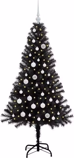 Berkfield Home Lush Christmas Tree with 150 LEDs and Stand, Black, Height: 150 cm – 1