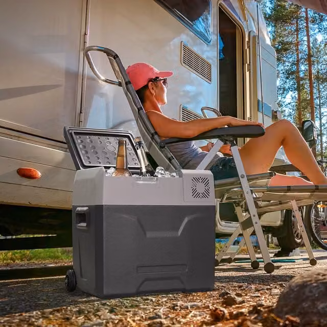 HOMCOM Portable 50L Car Refrigerator, Grey