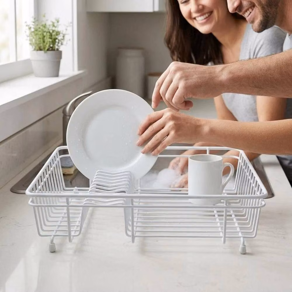 Hinsinc Compact White Coated Steel Dish Drainer – 3