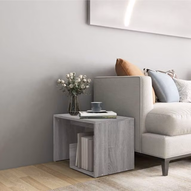 Berkfield Home Sonoma Side Table in Grey, W/D/H: 59 x 36 x 38 cm