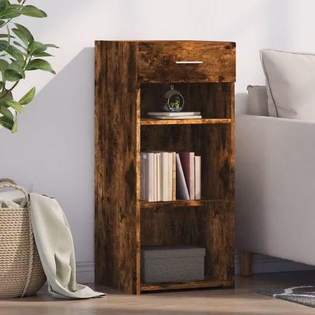 Berkfield Home Smoked Oak Sideboard in Brown, W/D/H: 40 x 42.5 x 93 cm – 1