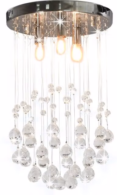 Berkfield Home Silver Chrome Sphere Ceiling Lamp with Crystal Beads and 3 x G9 Bulbs – 1