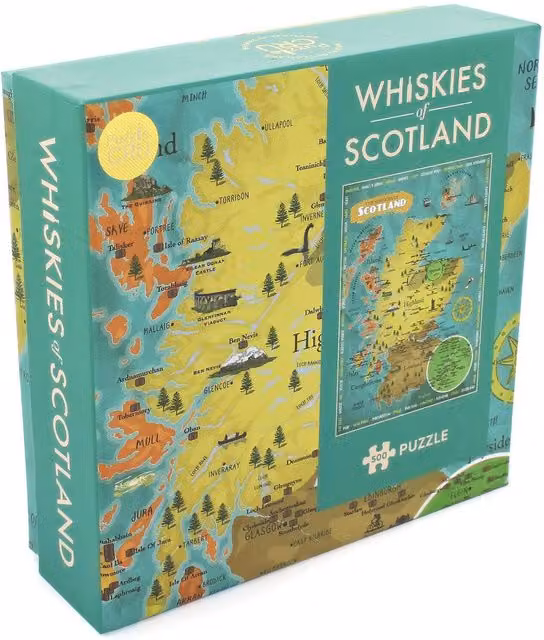 Whiskies of Scotland 500 Piece Jigsaw Puzzle in Yellow and Multicolour