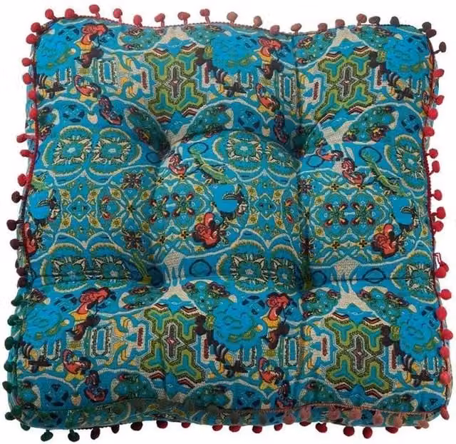 EONLION Bohemian Blue Vintage Square Chair Cushion, W: 120 cm, D: 90 cm