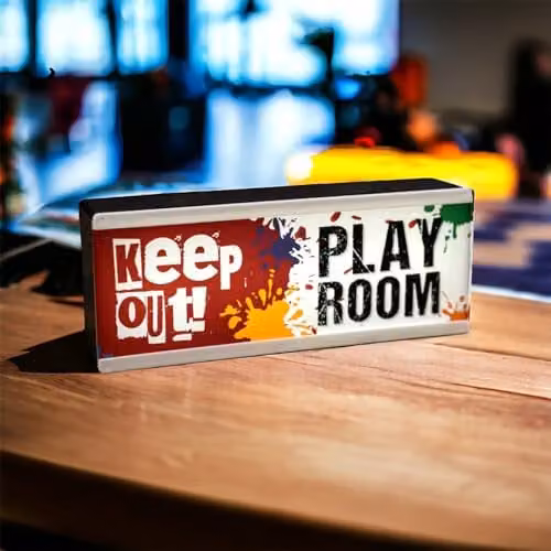 Echo Three LED Keep Out Play Room Light Up Sign in Red and White – 3