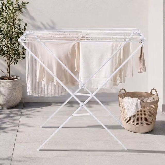 Voltico Foldable Free Standing Clothes Airer Drying Rack in White, W/D/H: 80.0 x 39.0 x 79.2 cm – 1