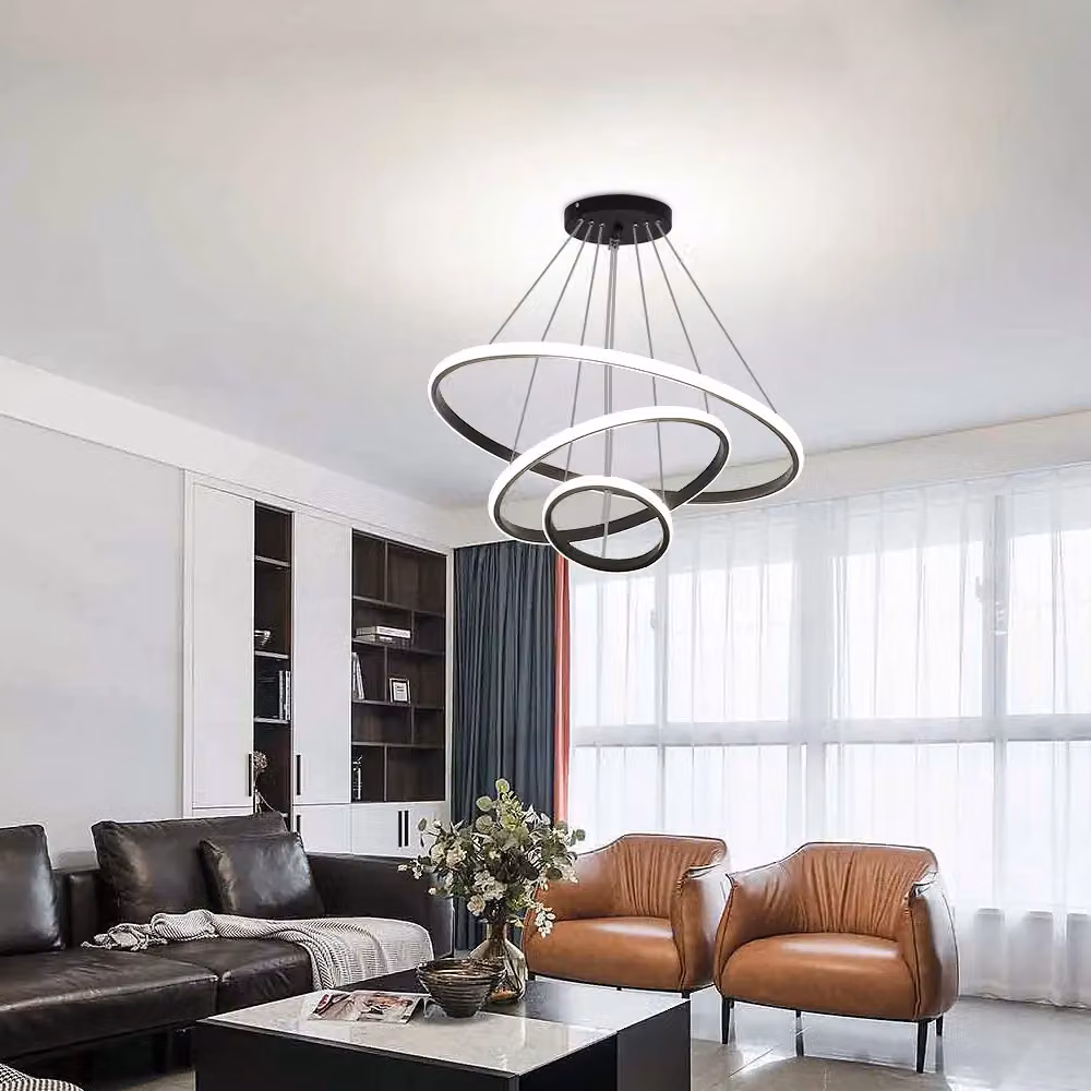 Pheashine Modern Black Ring Pendant Light, 36W, Height Adjustable with Colour Changing CCT (3000K-6500K) – 5