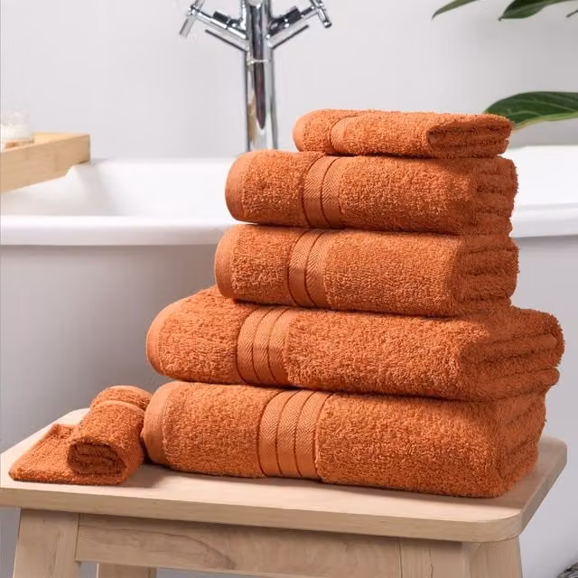 Brentfords Fluffy Cotton Terry Towel Bale Set in Orange, 6 Piece