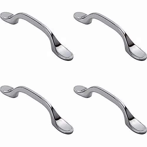 Loops 4 Pack Shaker Style Cabinet Pull Handles, 128mm, Polished Chrome