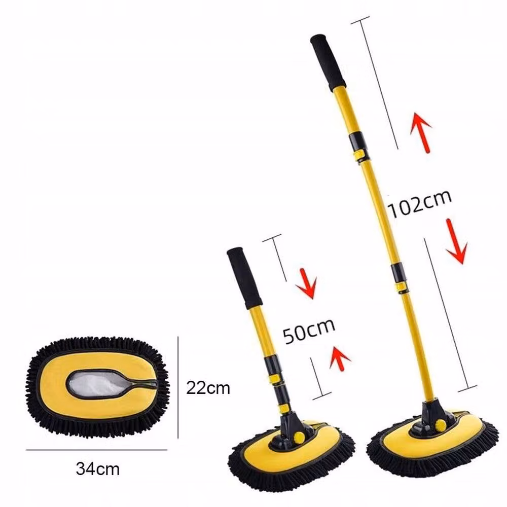 Kelvenix Car Wash Brush Kit with Telescopic Long Handle in Yellow – 2