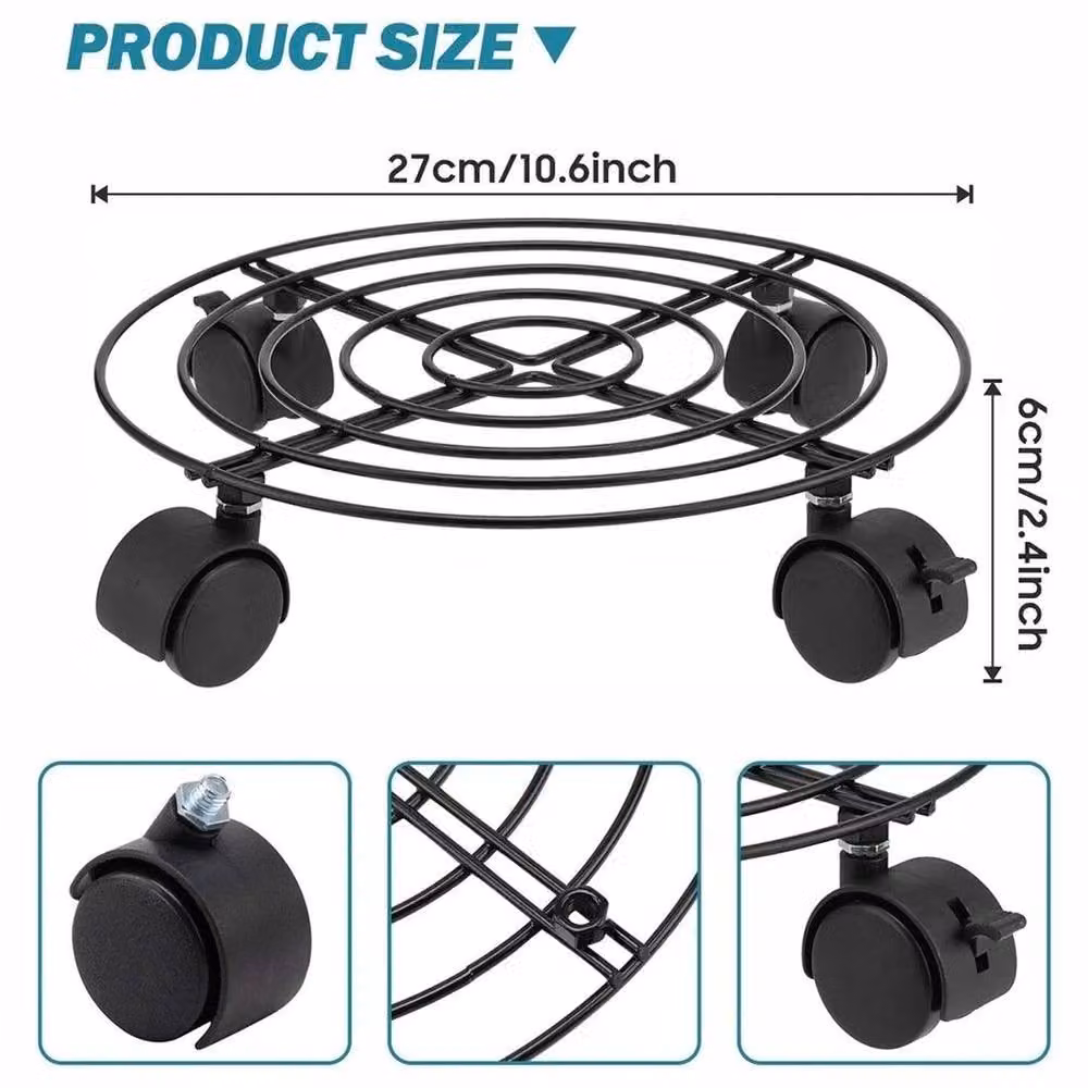 SPETLEK 3-Piece Metal Pot Stand Caddy Holder in Black, 27 cm – 2