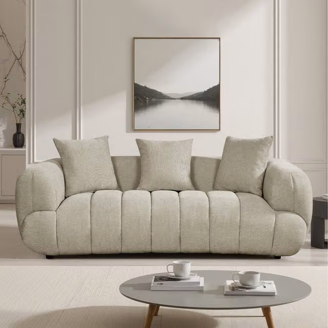 Artemis Home Claremont 3 Seat Upholstered Fabric Sofa in Beige