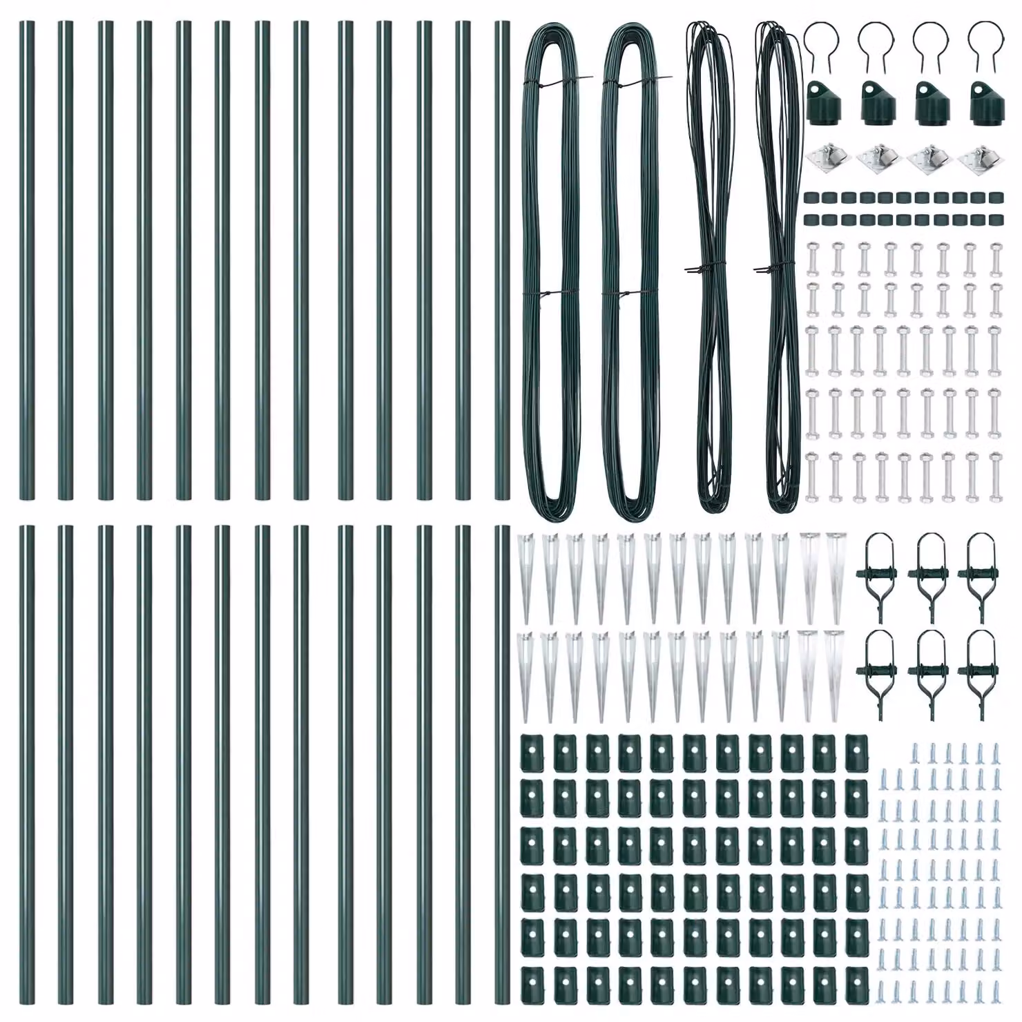 Berkfield Home 26-Piece Galvanised Steel Round Fence Posts with Spike in Green, Height: 80 cm, Diameter: 32 mm – 3