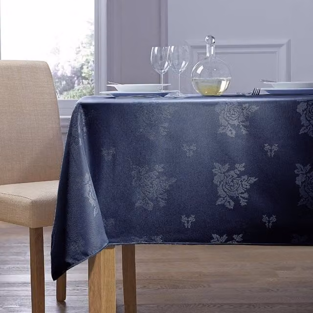Terrys Cezanne Classic Floral Damask Tablecloth in Blue