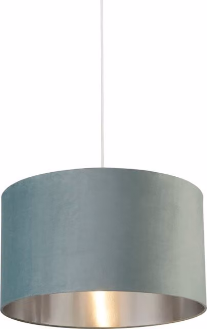 Lighting Collection Sage Green Velvet Drum Lamp Shade with Silver Inner, Diameter: 50 cm