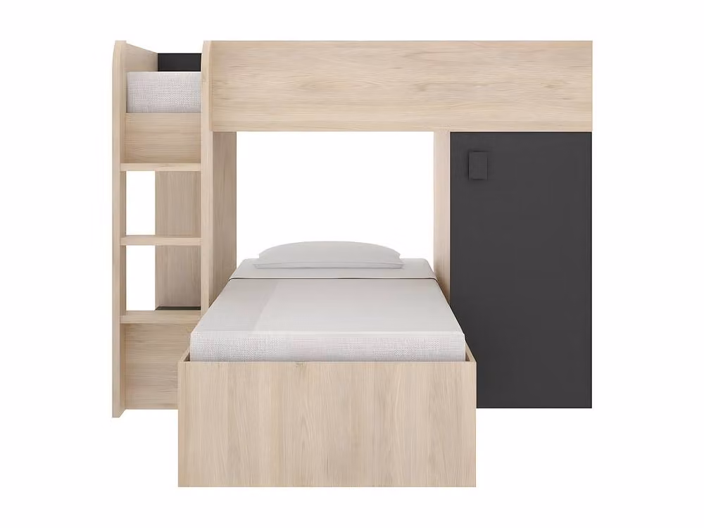 Vente-unique Reversible Corner Bunk Beds in Grey with Integrated Storage Drawers, W/D/H: 190 x 90 x 150 cm – 2