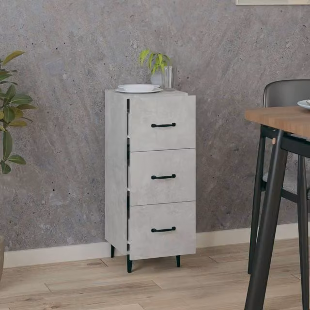 Berkfield Home Sideboard in Concrete Grey, W/D/H: 34.5 x 34 x 90 cm – 1