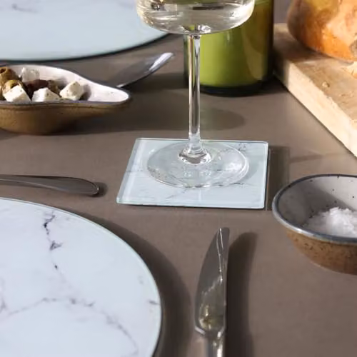 Harbour Housewares Set of 6 White Marble Effect Square Glass Coasters, W: 10 cm – 3