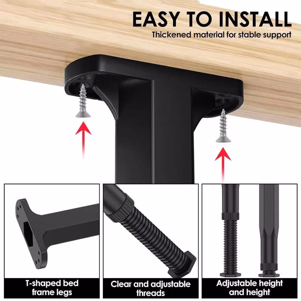 FLAVORA Bed Centre Frame Slat Support Feet in Black, W: 52 cm – 3