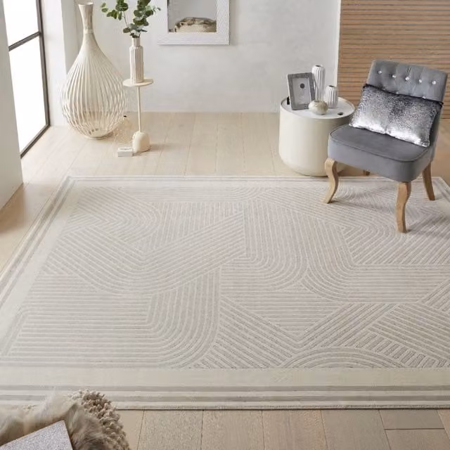 The Rug Shop UK Chequered Modern Grey and Beige Machine Woven Easy Care Area Rug W: 160 cm, L: 230 cm