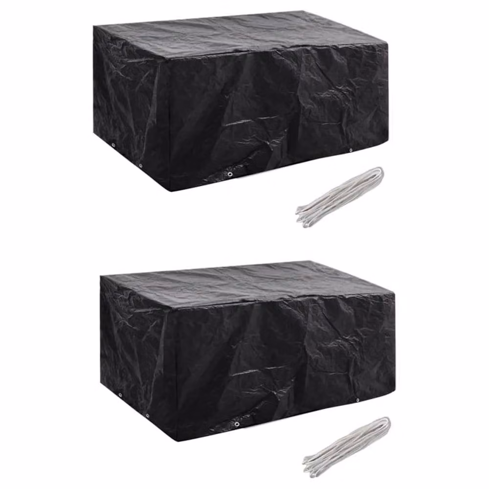 Berkfield Home Water Repellent Poly Rattan Garden Furniture Covers for 4 People, 2 Pack, Black, W: 180 cm, D: 140 cm – 2