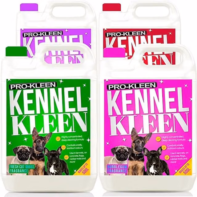 Pro-Kleen Kennel Disinfectant Cleaner Sanitiser and Deodoriser in Mixed Scents: Cut Grass, Cherry, Bubblegum and Lavender